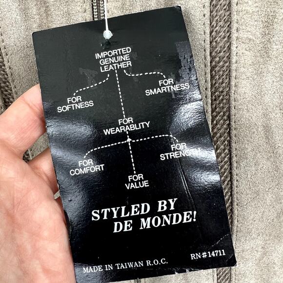 VINTAGE•NWT |•VAN CORT•| Retro Suede + Knit Collared Tan Jacket Size M - Picture 9 of 11